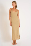 AMIVA GOLDENRIB beige maxi dress
