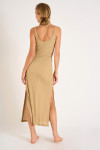 AMIVA GOLDENRIB beige maxi dress