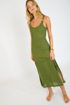 Abito lungo verde AMIVA GOLDENRIB - 3