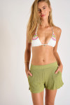 Pantaloncini da spiaggia in lurex verde ASKA GOLDENRIB - 3