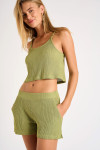 Pantaloncini da spiaggia in lurex verde ASKA GOLDENRIB - 6