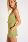 Pantaloncini da spiaggia in lurex verde ASKA GOLDENRIB - 7