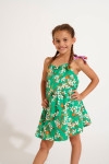Vestido corto verde con flores para niña BAPO KELEPOA
