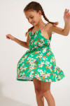 Vestido corto verde con flores para niña BAPO KELEPOA