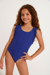 Girls' TUNES GROOVE blue shirred swimsuit