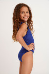 Girls' TUNES GROOVE blue shirred swimsuit