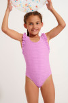 Girls' TUNES GROOVE pink shirred swimsuit