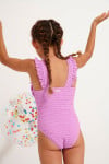 Girls' TUNES GROOVE pink shirred swimsuit