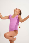 Girls' TUNES GROOVE pink shirred swimsuit
