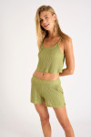 Top con spalline verde RAMA GOLDENRIB - 4