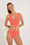 ROLLING SCRUNCHYMIX coral one-piece swimsuit