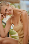 Abito corto beige e lurex TAHUA GOLDENRIB - 7