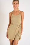 Abito corto beige e lurex TAHUA GOLDENRIB - 2