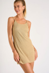 Abito corto beige e lurex TAHUA GOLDENRIB - 4