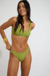 Costume da bagno due pezzi verde mandorla arricciato JUSTIN & NAIDA POPCORN - 5