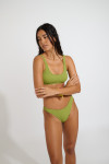 Costume da bagno due pezzi verde mandorla arricciato JUSTIN & NAIDA POPCORN - 6