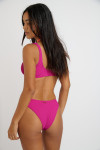 JUSTIN & NAIDA POPCORN fuchsia scrunchy two-piece swimsuit