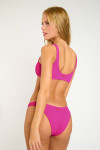 JUSTIN & NAIDA POPCORN fuchsia scrunchy two-piece swimsuit
