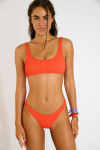 Maillot de bain 2 pièces froncé orange JUSTIN & NAIDA POPCORN