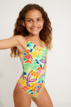Maillot de bain 1 pièce imprimé jaune fille M BALOO KAILEIA