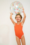 M BALOO POPCORN orange one-piece swimsuit for girls