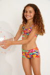 Traje de baño de dos piezas estampado rojo para niña M PIKATI KAILEIA