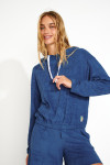 ONEKA SEASPONGE blue sponge material cropped hooded sweatshirt - 4