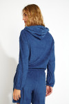 ONEKA SEASPONGE blue sponge material cropped hooded sweatshirt - 2