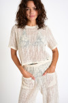 PAIGES BEACHSOUL off-white openwork t-shirt - 1