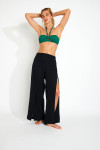 Pantalon fluide fendu noir STEFA CALYPSO - 4