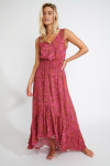 Robe longue rose à imprimé TARA MASSIMIAVOIL