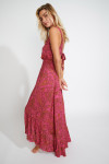 Robe longue rose à imprimé TARA MASSIMIAVOIL