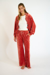 BOREAL SEACHIC salmon pink velvet jogging trousers