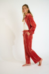 BOREAL SEACHIC salmon pink velvet jogging trousers
