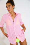 GAREL GALEANA lange gestreepte roze tuniekblouse - 9