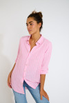 GAREL GALEANA lange gestreepte roze tuniekblouse - 14