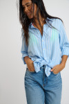 Chemise tunique longue rayée bleu ciel GAREL GALEANA - 5