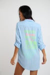 Chemise tunique longue rayée bleu ciel GAREL GALEANA - 3
