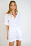 Camicia corta in lino bianca HARRIET ARACENA - 3