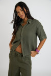 HARRIET ARACENA korte kaki linnen blouse - 4