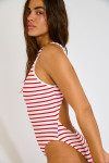 LUNELY NAUTICAL red striped one-piece swimsuit