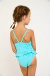 M LEAFY SPARKLESUN turquoise one-piece swimsuit for girls