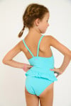 M LEAFY SPARKLESUN turquoise one-piece swimsuit for girls