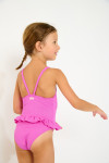M LEAFY SPARKLESUN fuchsia one-piece swimsuit for girls