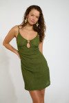 NYMIS GOLDENRIB green short dress - 1