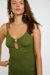 NYMIS GOLDENRIB green short dress - 5