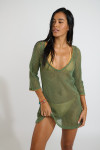 OCTAVIE HAYATO openwork khaki beach dress - 5