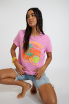 Camiseta amplia rosa con estampado PARAJA BAYLIFE