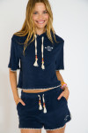 Felpa con cappuccio blu navy in spugna SEAN PALMSPONGE - 4