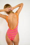 Maillot une pièce rayé rose SMAK FUNSTRIPE